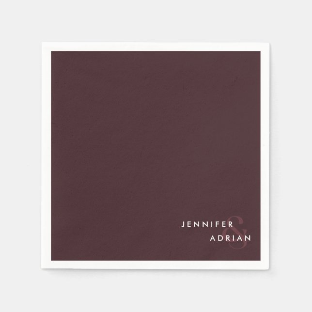 Elegant Minimal Seal brown Modern Wedding Napkins (Front)