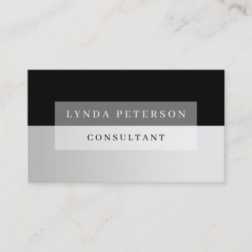 Elegant minimal silver  black consultant business card
