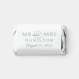 Elegant Minimal Silver Personalized Mr and Mrs Hershey's Miniatures