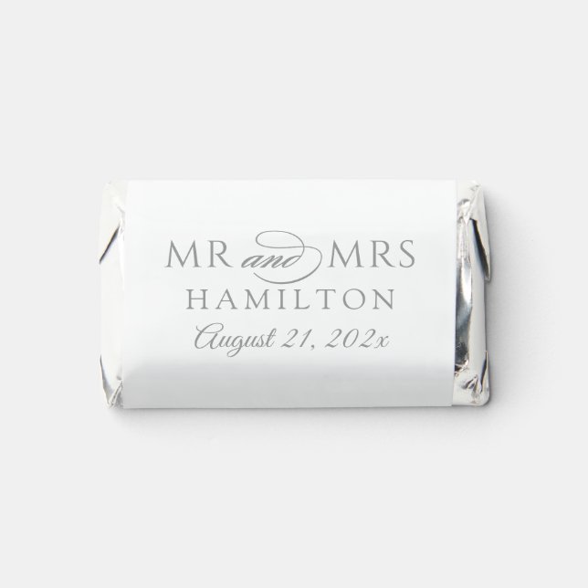 Elegant Minimal Silver Personalized Mr and Mrs Hershey's Miniatures (Front)