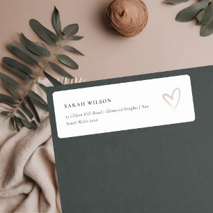 Elegant Minimal Simple Blush Pink Heart Address Label