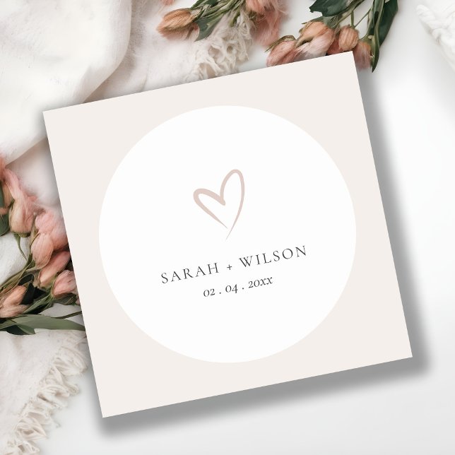 Elegant Minimal Simple Blush Pink Heart Wedding Classic Round Sticker (Creator Uploaded)