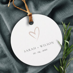 Elegant Minimal Simple Blush Pink Heart Wedding Favor Tags