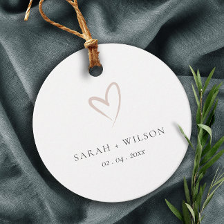 Elegant Minimal Simple Blush Pink Heart Wedding Favor Tags