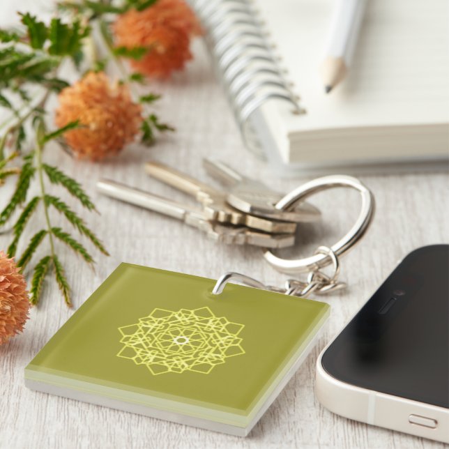 Elegant Minimal Simple Geometric Gradient Gold Keychain (Front Right)