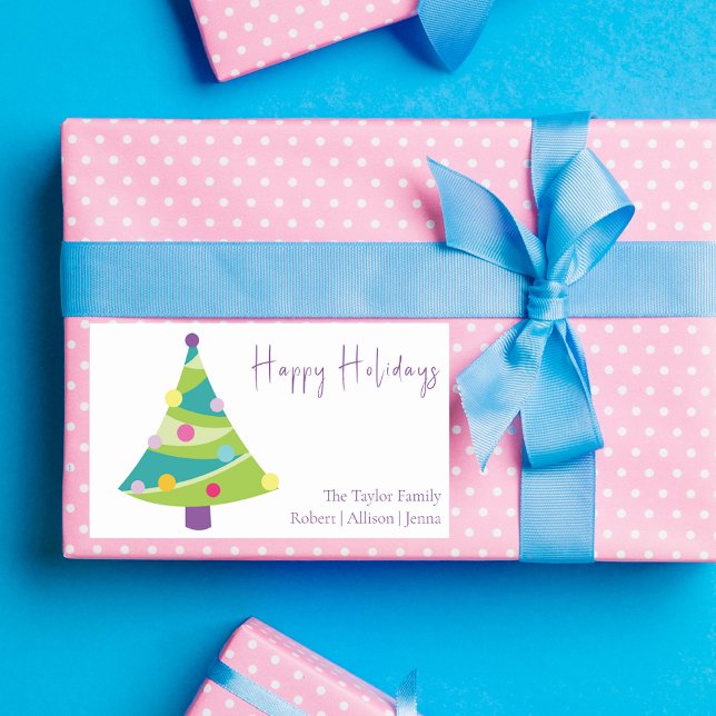 Elegant Minimal Simple Modern Colorful Christmas Rectangular Sticker (Creator Uploaded)