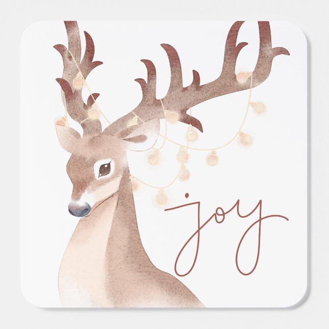 Elegant Minimal Simple Modern Cute Reindeer Square Sticker (Single)