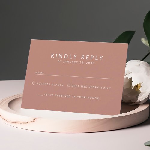Elegant minimal simple old rose mix match wedding RSVP card