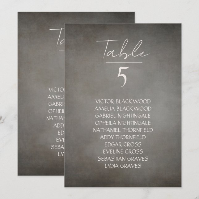 Elegant Minimal Smoky Hanging Seating Chart Holiday Card (Front/Back)