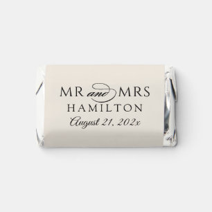 Elegant Minimal Soft White Personalized Mr and Mrs Hershey's Miniatures