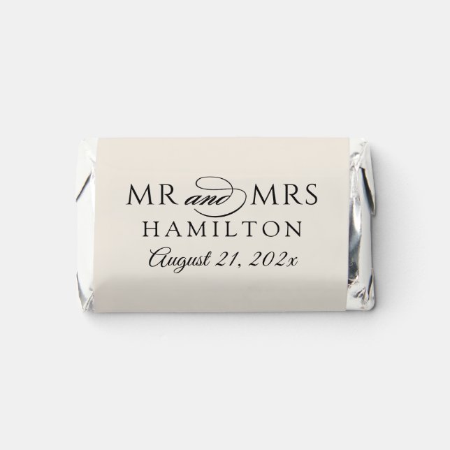 Elegant Minimal Soft White Personalized Mr and Mrs Hershey's Miniatures (Front)