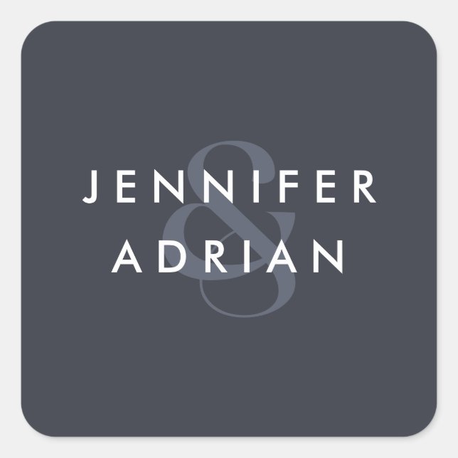 Elegant Minimal Squid Ink Modern Wedding Envelope  Square Sticker (Front)
