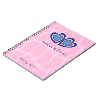 Elegant Minimal Stripes and Hearts Notebook