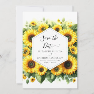 Elegant Minimal Sunflower Wedding Save The Date