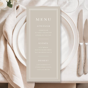 Elegant Minimal Taupe Dinner Menu