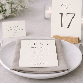 Elegant Minimal Taupe Wedding Table Numbers 1–19