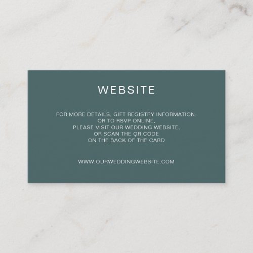 Elegant minimal teal QR Code website Enclosure Card