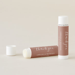 Elegant Minimal Terracotta Thank You Wedding Favor Lip Balm