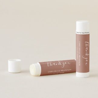 Elegant Minimal Terracotta Thank You Wedding Favor Lip Balm