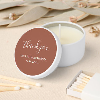 Elegant Minimal Terracotta Thank You Wedding Mini Candle Favors