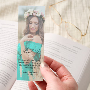 elegant minimal thank you baby shower faded photo  bookmarks