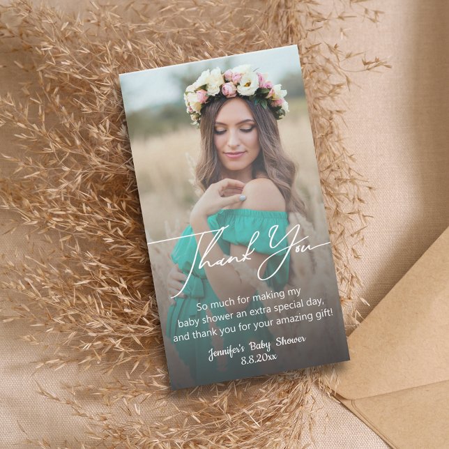 elegant minimal thank you baby shower faded photo note card (Creator Uploaded)