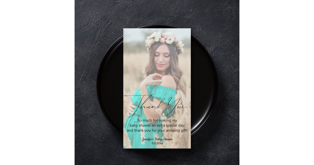 elegant minimal thank you baby shower photo chic note card | Zazzle