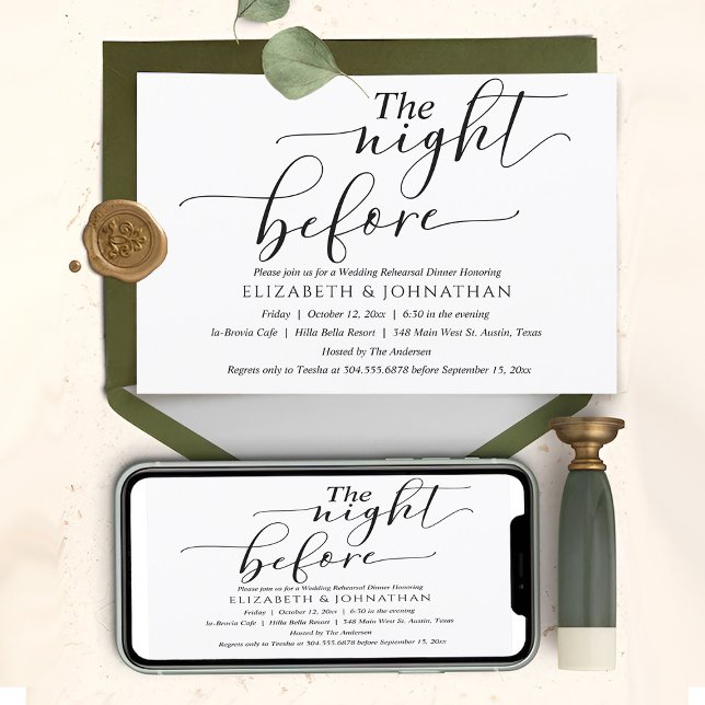 Elegant Minimal The Night Before Rehearsal Dinner  Invitation (Creator Uploaded)