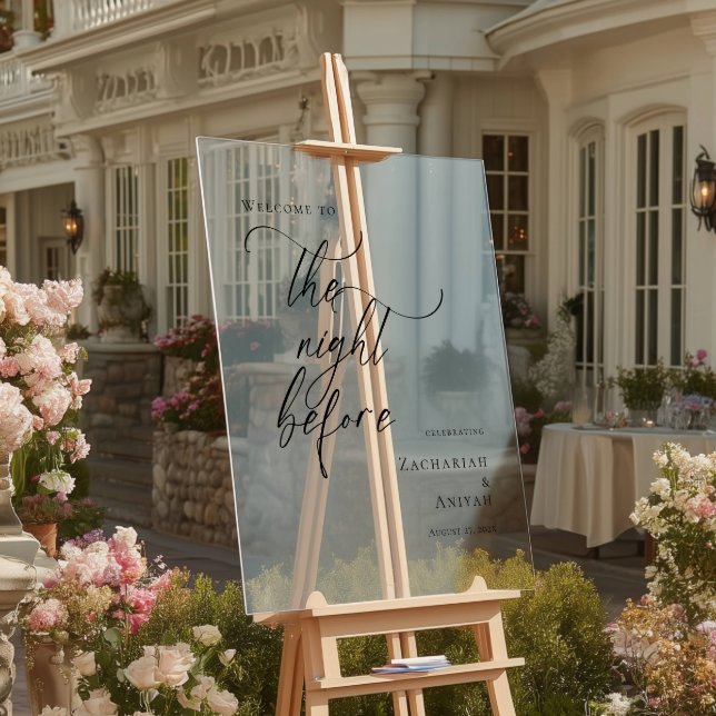 Elegant minimal The Night Before Rehearsal welcome Acrylic Sign (Creator Uploaded)