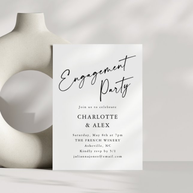 Elegant Minimal Thick Black Script Engagement Invitation (Creator Uploaded)