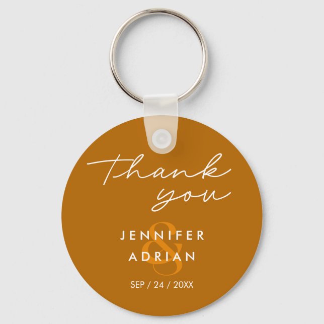 Elegant Minimal Tiger’s Eye Modern Wedding  Keychain (Front)