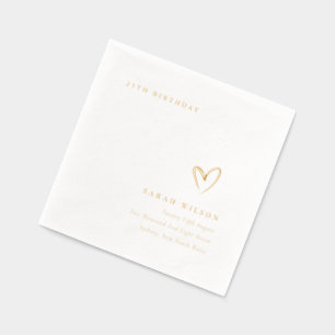 Elegant Minimal Topography Heart Birthday Foil Napkins