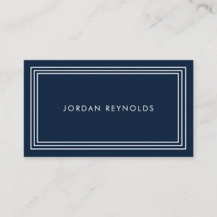 Elegant Minimal Triple Frame Navy Blue Business Card