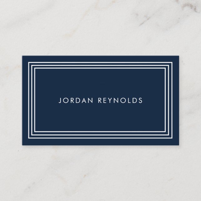 Elegant Minimal Triple Frame Navy Blue Business Card (Front)
