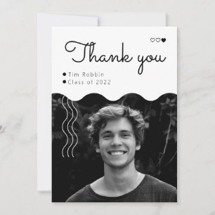 Elegant minimal type with photo Graduation Thank You Card