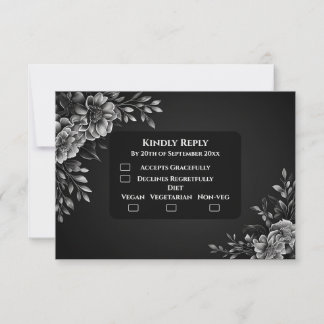 Elegant Minimal Typography Black White Monochrome RSVP Card