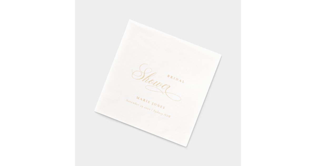 Elegant Minimal Typography Script Bridal Shower Foil Napkins | Zazzle