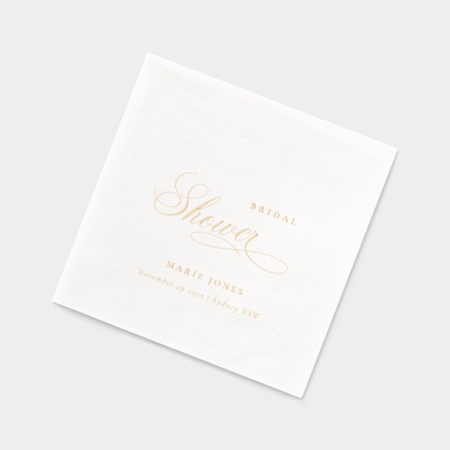 Elegant Minimal Typography Script Bridal Shower Foil Napkins (Left)