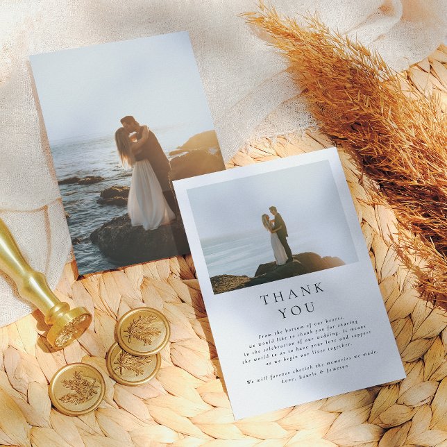 Elegant Minimal Typography Wedding Photo Thank You Card (Creator Uploaded)