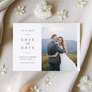 Elegant minimal typography wedding save the date letterpress photo cards