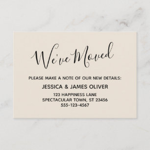 Elegant, Minimal Typography "We've Moved" Cream Enclosure Card