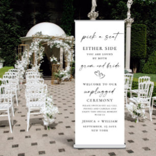 Elegant Minimal Unplugged Wedding Ceremony Welcome Retractable Banner