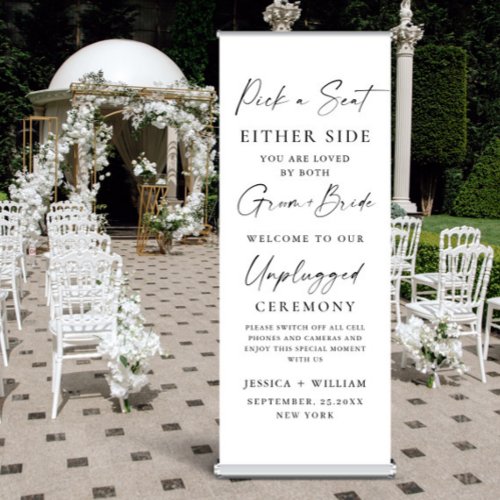 Elegant Minimal Unplugged Wedding Ceremony Welcome Retractable Banner