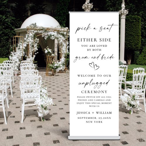 Elegant Minimal Unplugged Wedding Ceremony Welcome Retractable Banner