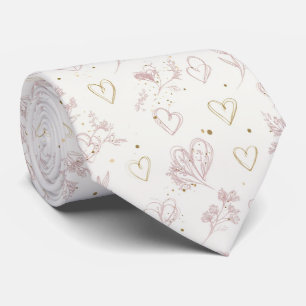 Elegant Minimal Valentine Hearts Seamless Pattern Neck Tie