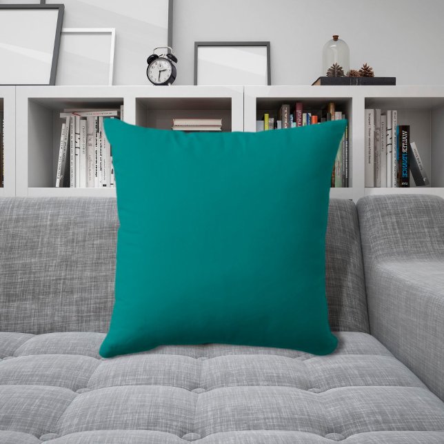 Elegant Minimal Verdigris Deep Sea Green  Throw Pillow (Creator Uploaded)