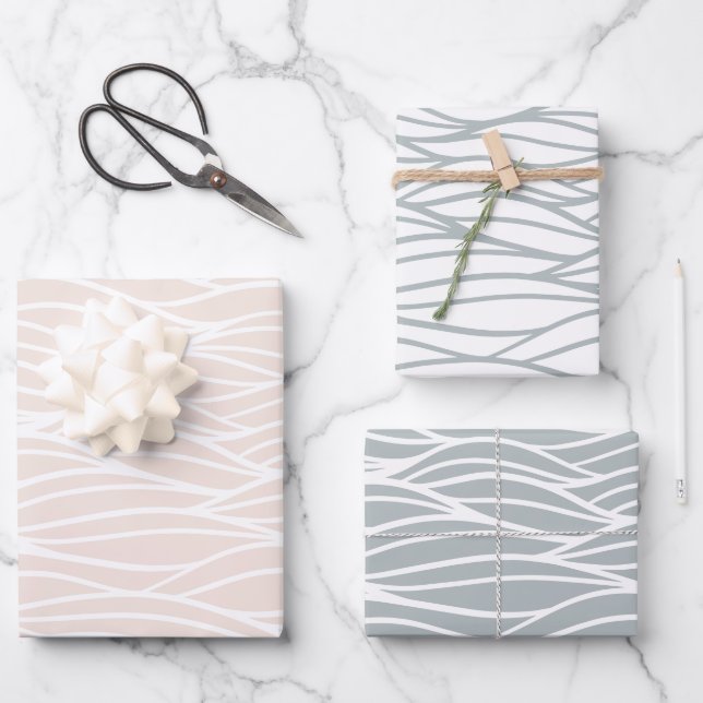 Elegant Minimal Water Waves Wrapping Paper Sheets (Front)