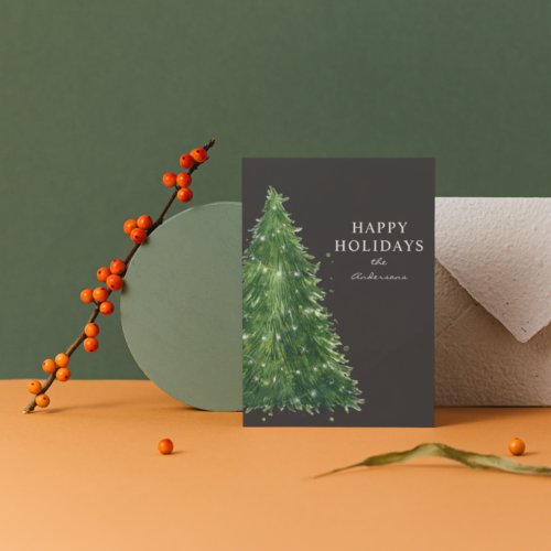 elegant minimal watercolor christmas tree holidays holiday card