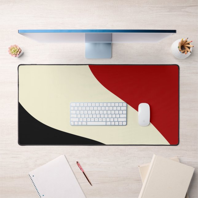 Elegant minimal wave in Red, Black, and Cream Desk Mat (Office 1)