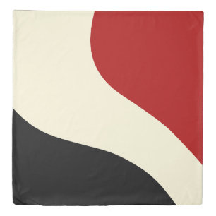 Elegant minimal wave in Red, Black, and Cream Duvet Cover